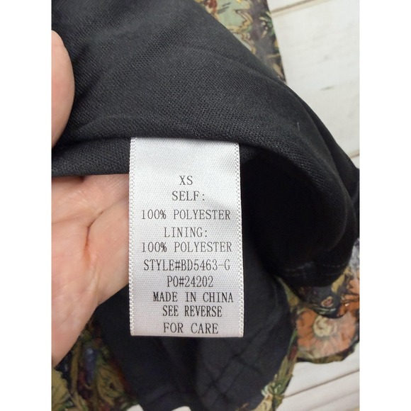 Böhme Dress Womens XS Multicolor Floral Chiffon Maxi Wrap Boho Flutter Sleeve - Picture 9 of 10